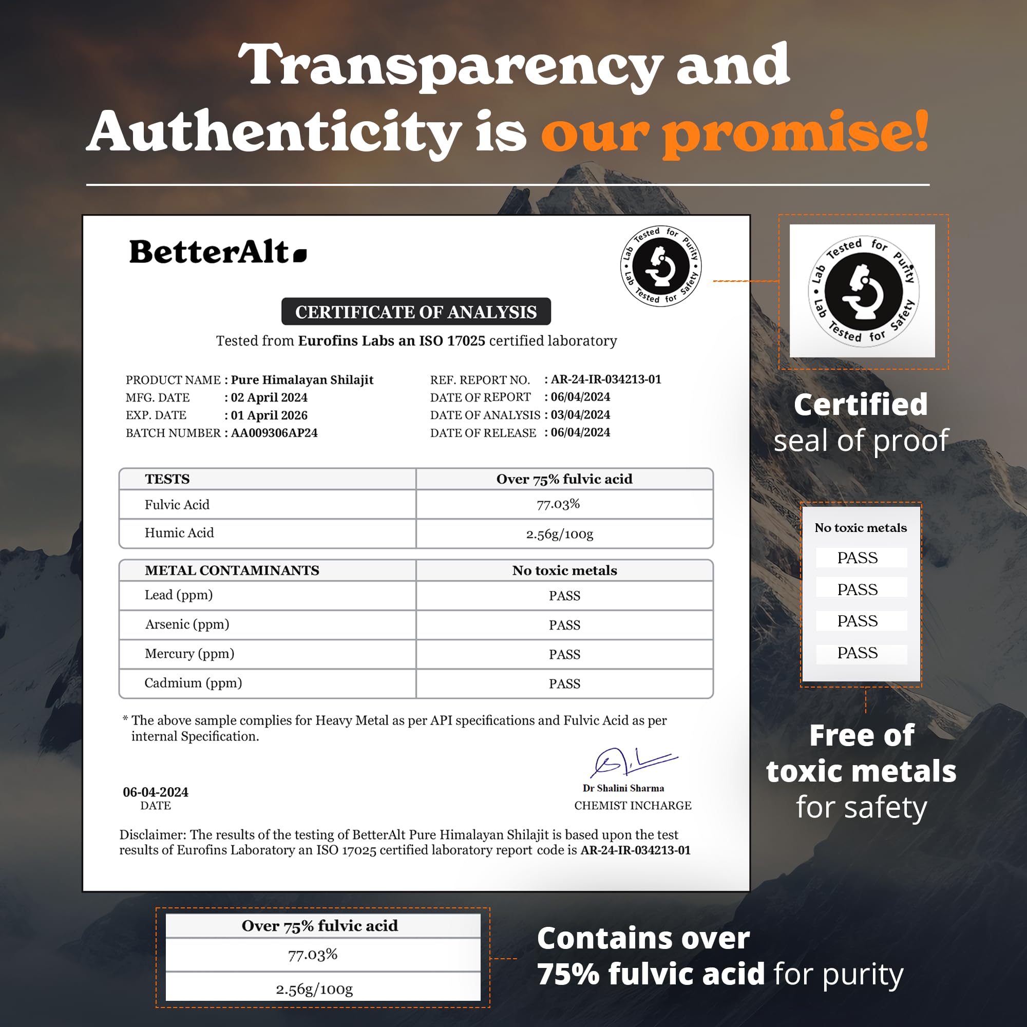 Better Alt Lab Test Report showing transparency and quality