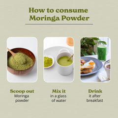 Nutrition label on Better Alt Moringa Powder highlighting vitamins and minerals
