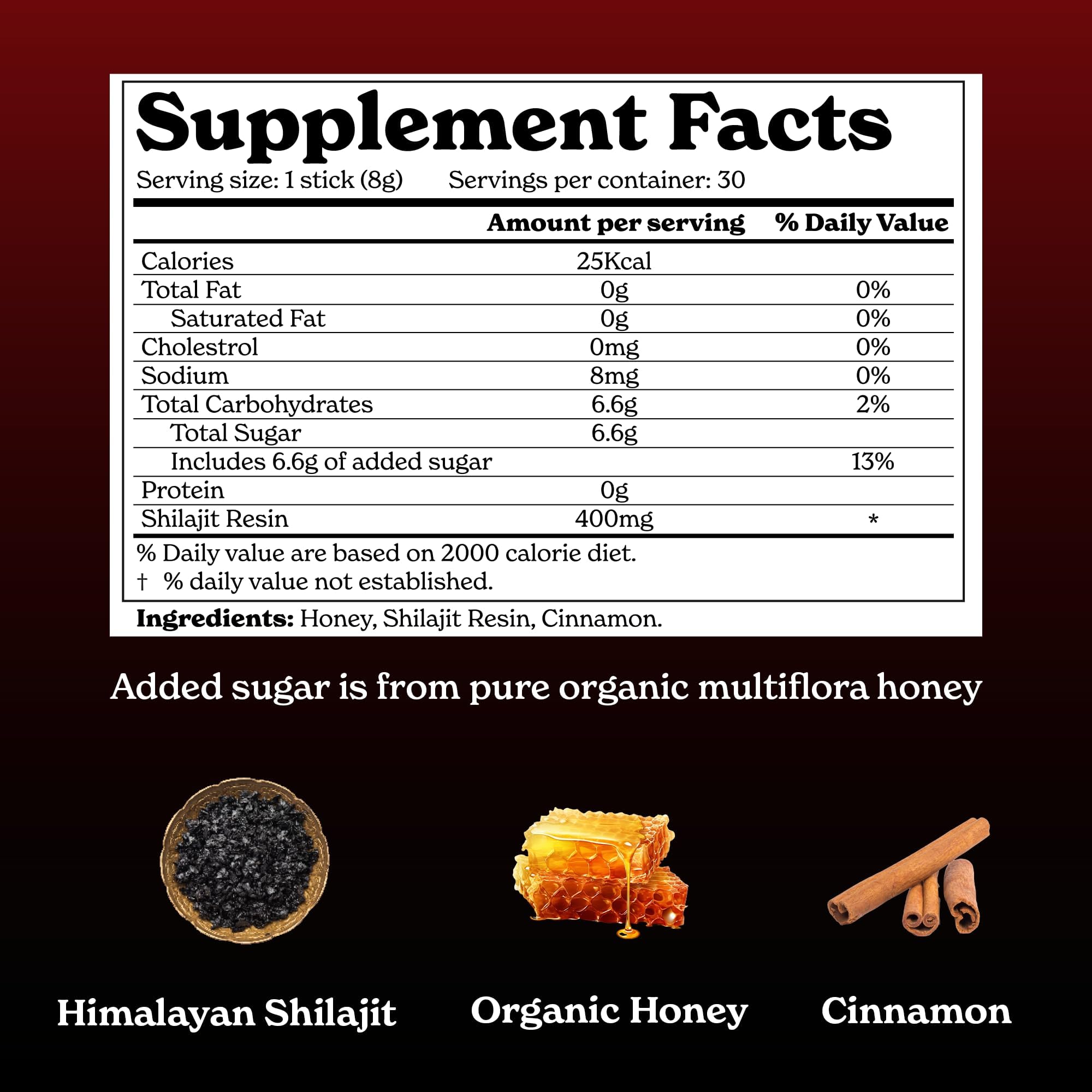 Better Alt Shilajit Cinnamon Honey Stick close-up showing natural minerals.