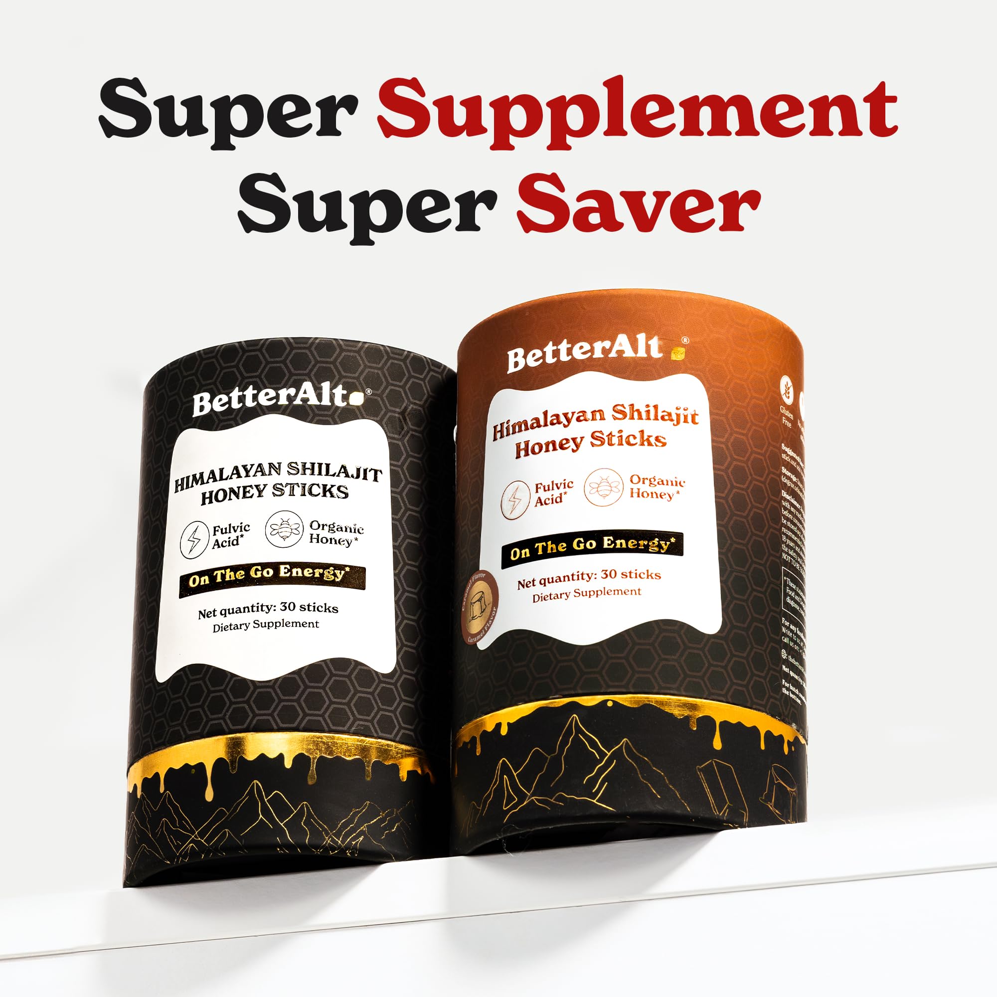 Better Alt Pure Himalayan Shilajit Sticks caramel closeup shows rich color and aroma.
