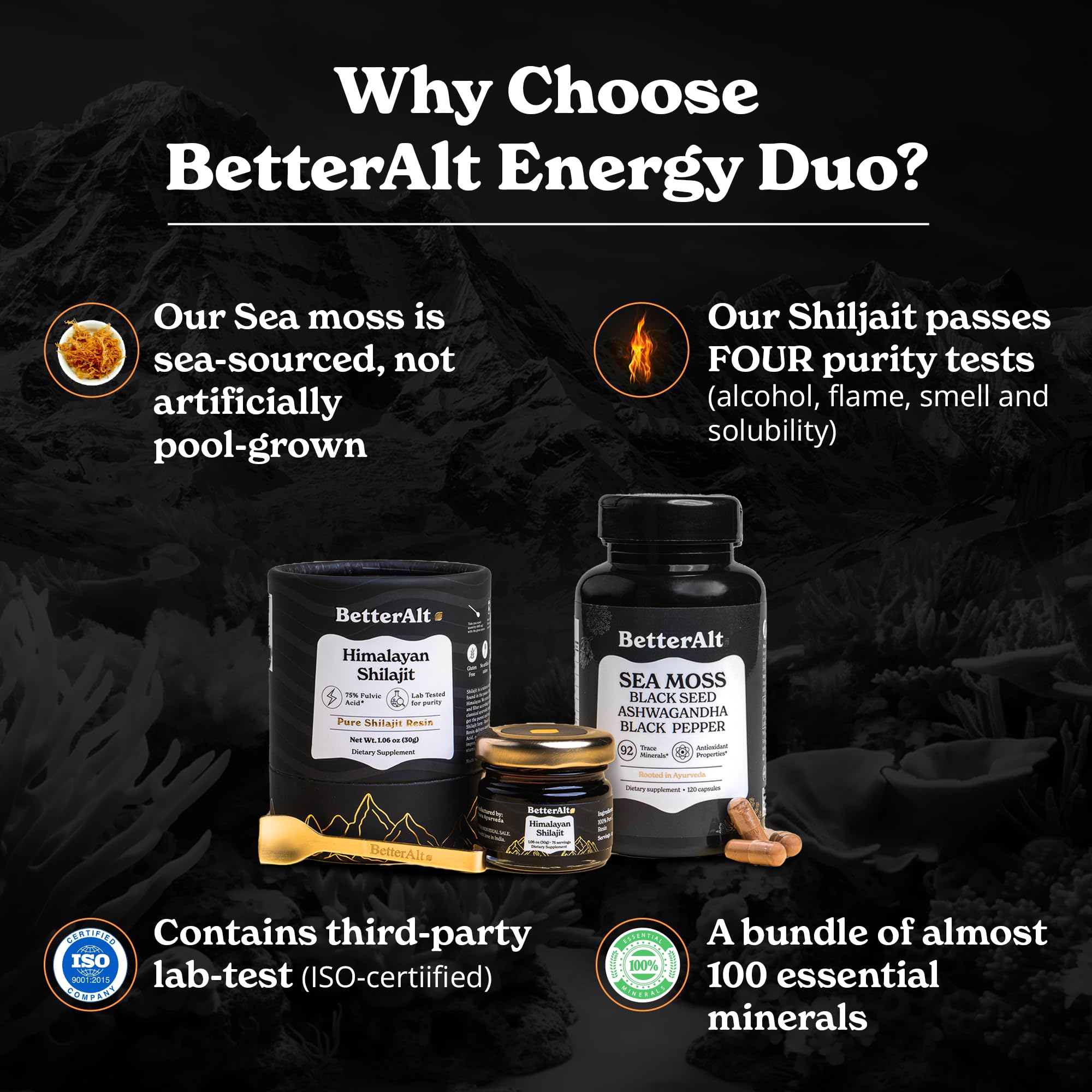 Better Alt Shilajit resin pour, smooth daily ritual with water mix.