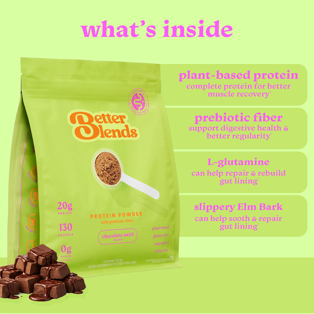 Better Blends gluten-free dairy-free certification icon on packaging.