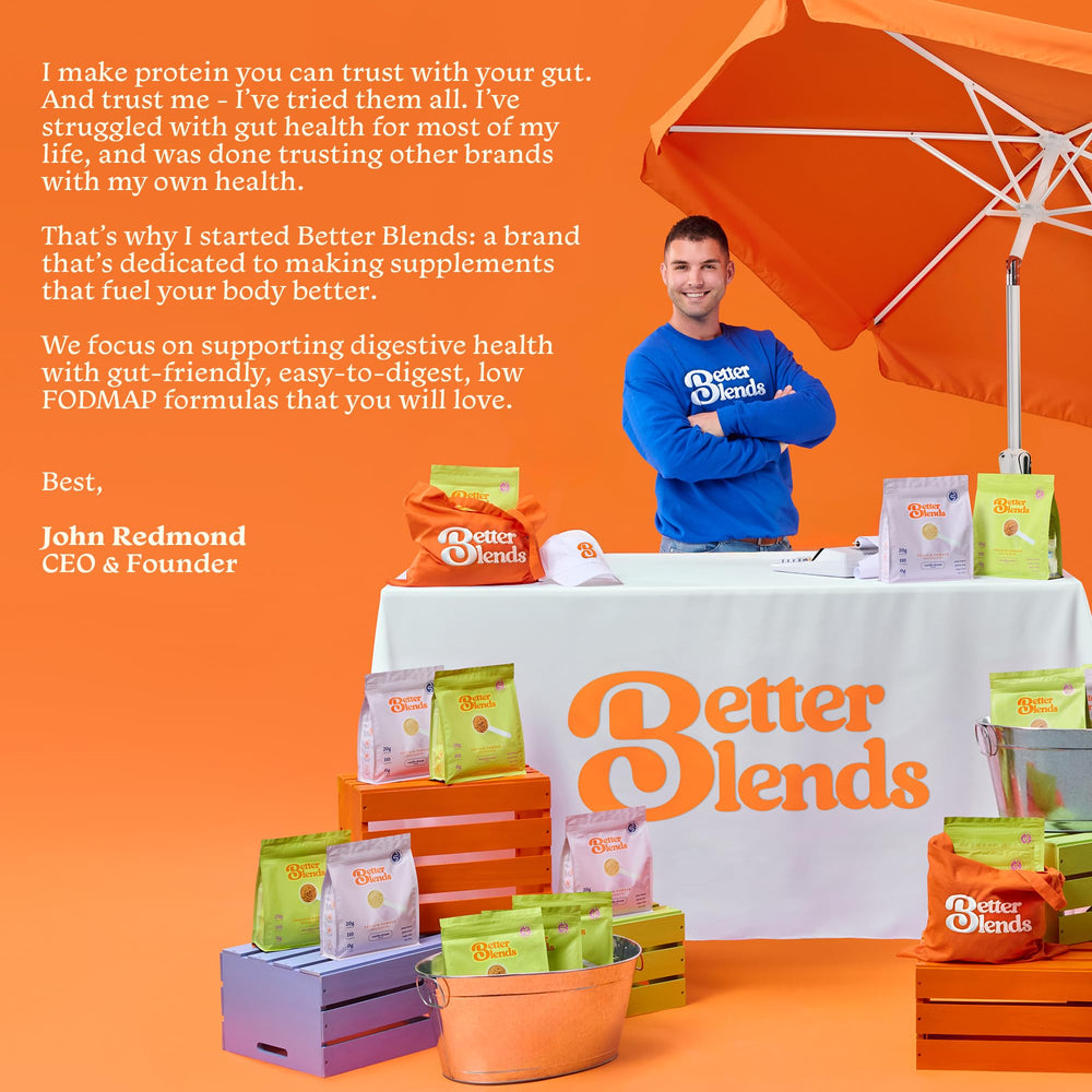Better Blends certified low FODMAP badge on packaging.