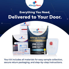 Allergy Hero prepaid envelope ready for easy return shipping.