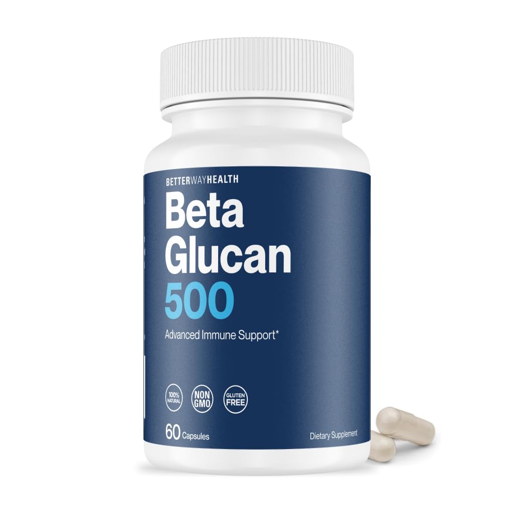 Better Way Health Beta Glucan 500 bottle on display for immune support.