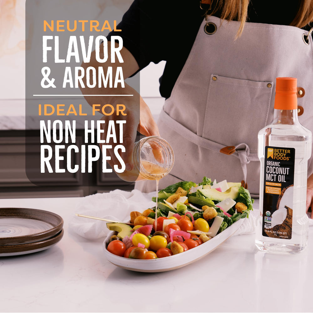 BetterBody Foods one-liter MCT oil bottle supports keto-friendly meal prep.