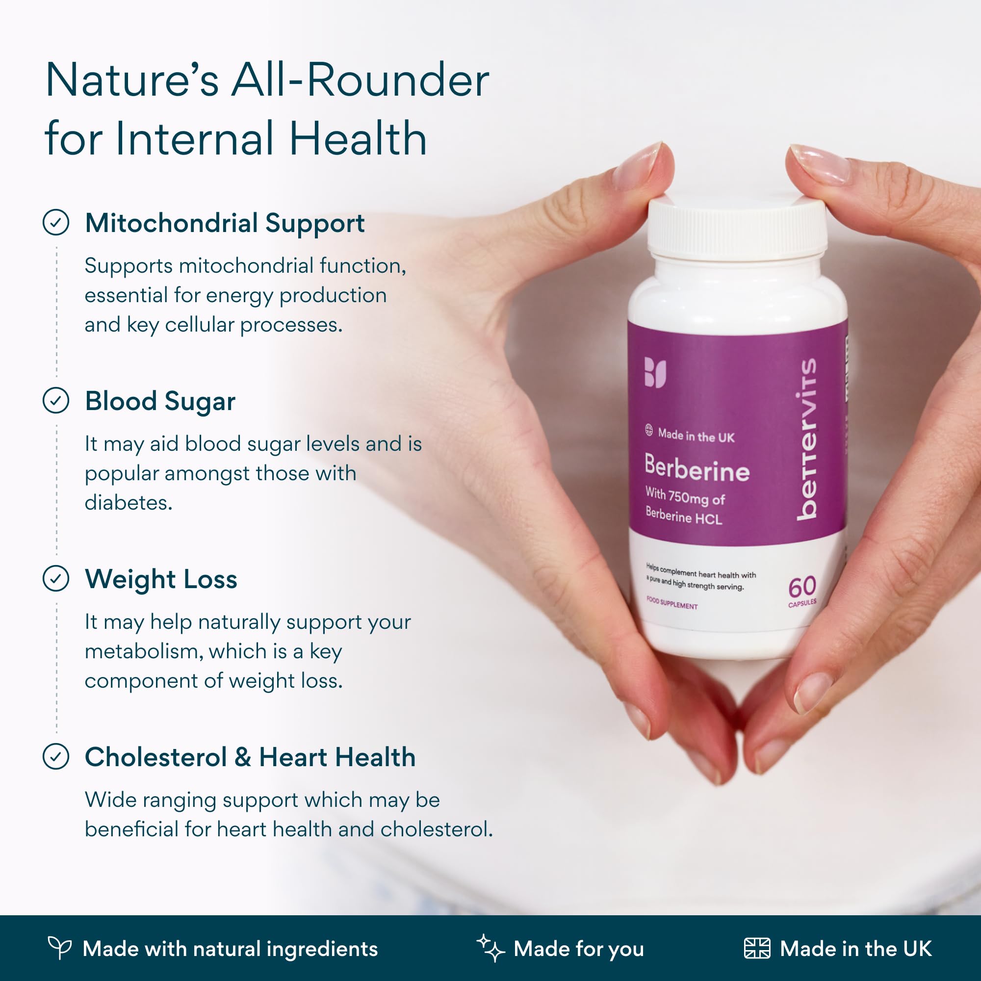 Bettervits Berberine label packaging highlighting simple reliable supplement