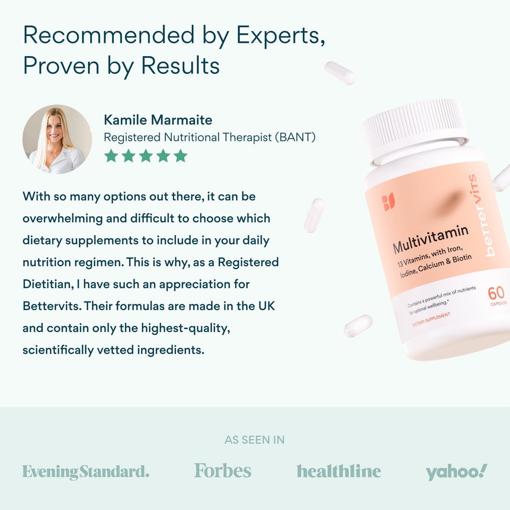 Bettervits bottle and capsule scene representing everyday energy and balanced nutrition