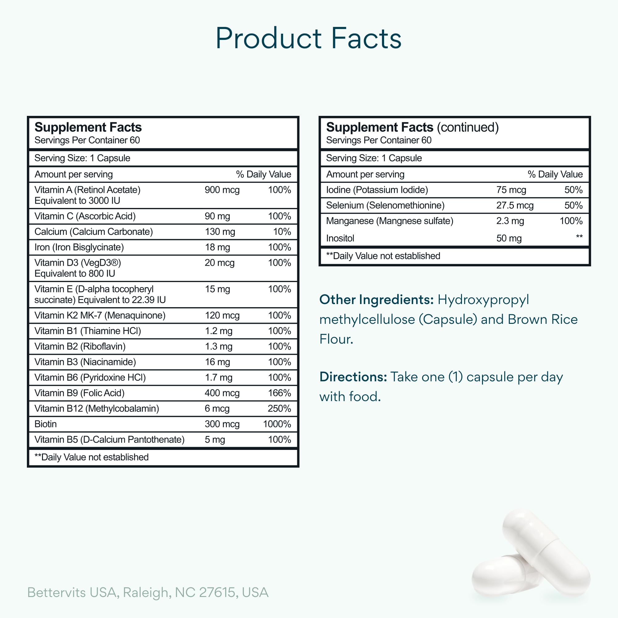 Bettervits daily dose packaging highlighting convenient once-daily tablet