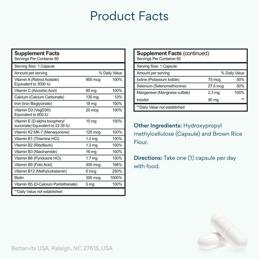 Bettervits daily dose packaging highlighting convenient once-daily tablet