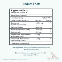Bettervits Glucosamine Complex bottle pour showing easy daily dosage