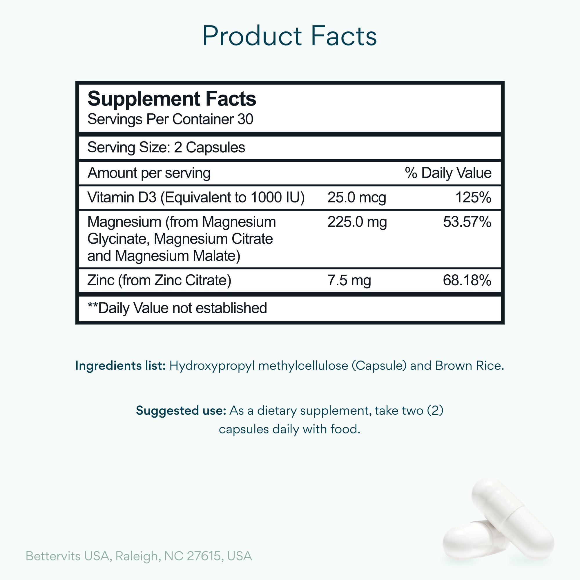 Bettervits magnesium glycinate capsules ready for restful sleep support.