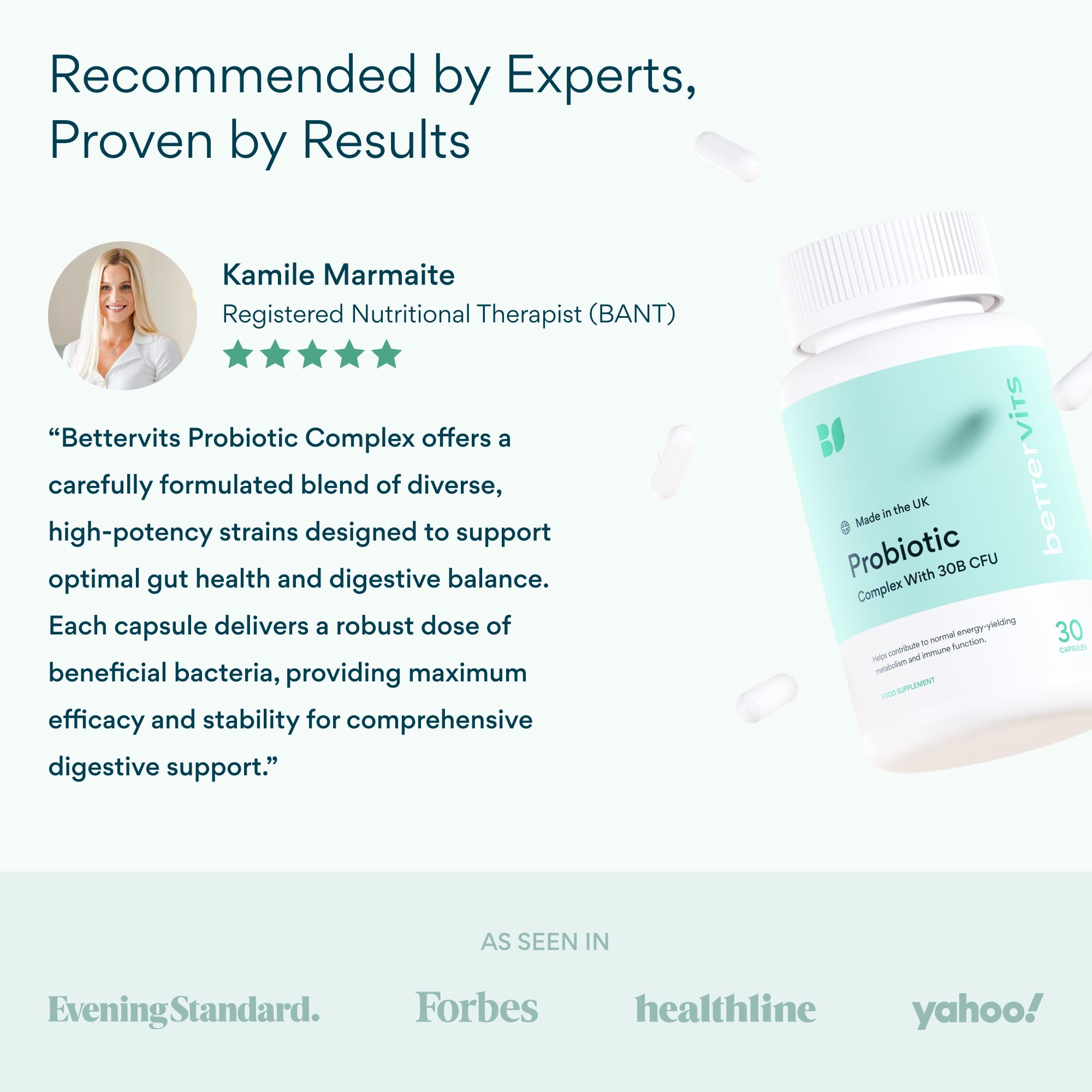 Person incorporating Bettervits Probiotics into a daily wellness routine for digestion.
