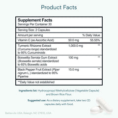 Bettervits Turmeric bottle closeup showing capsules for easy daily use
