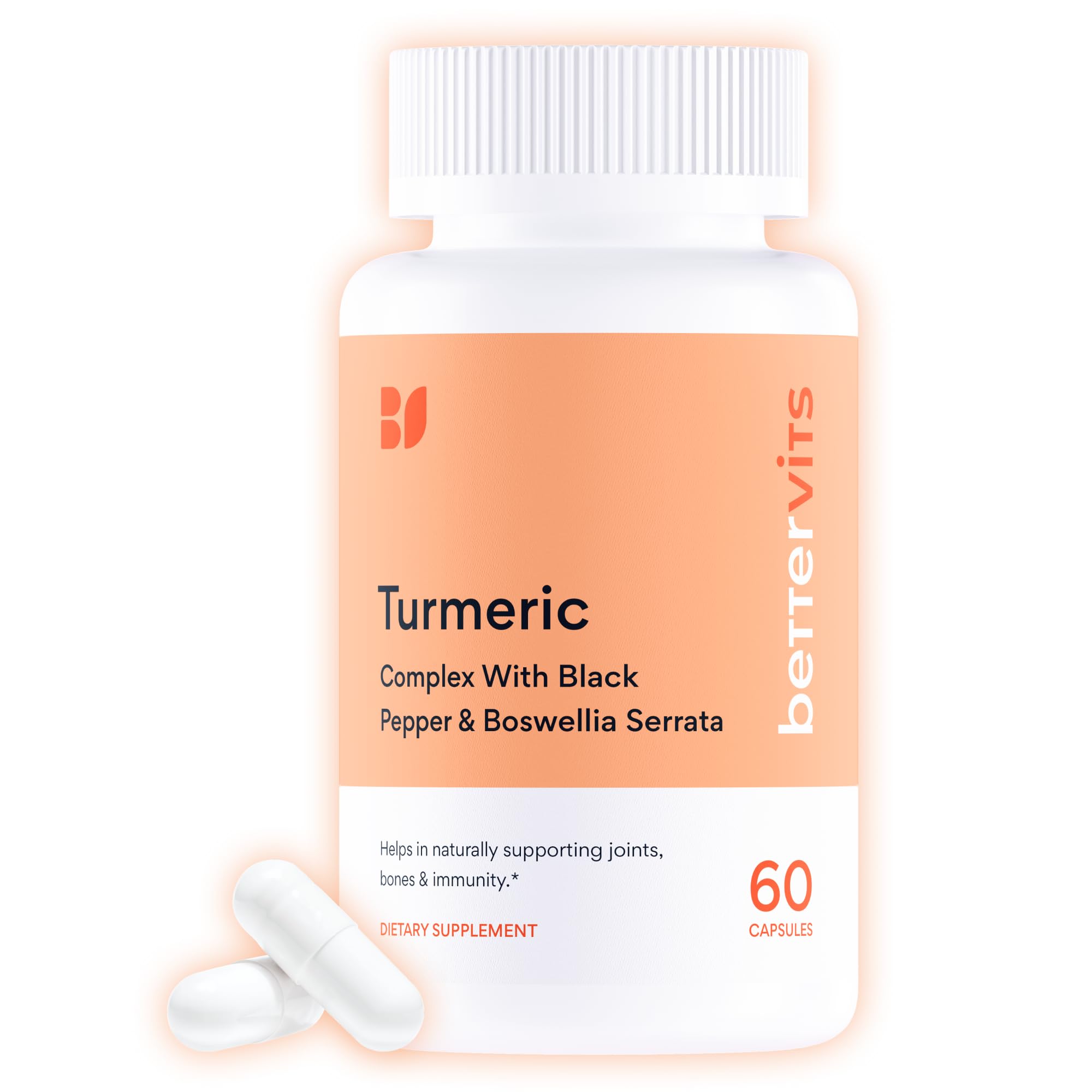 Bettervits Turmeric 1000mg capsules bottle closeup for daily wellness support