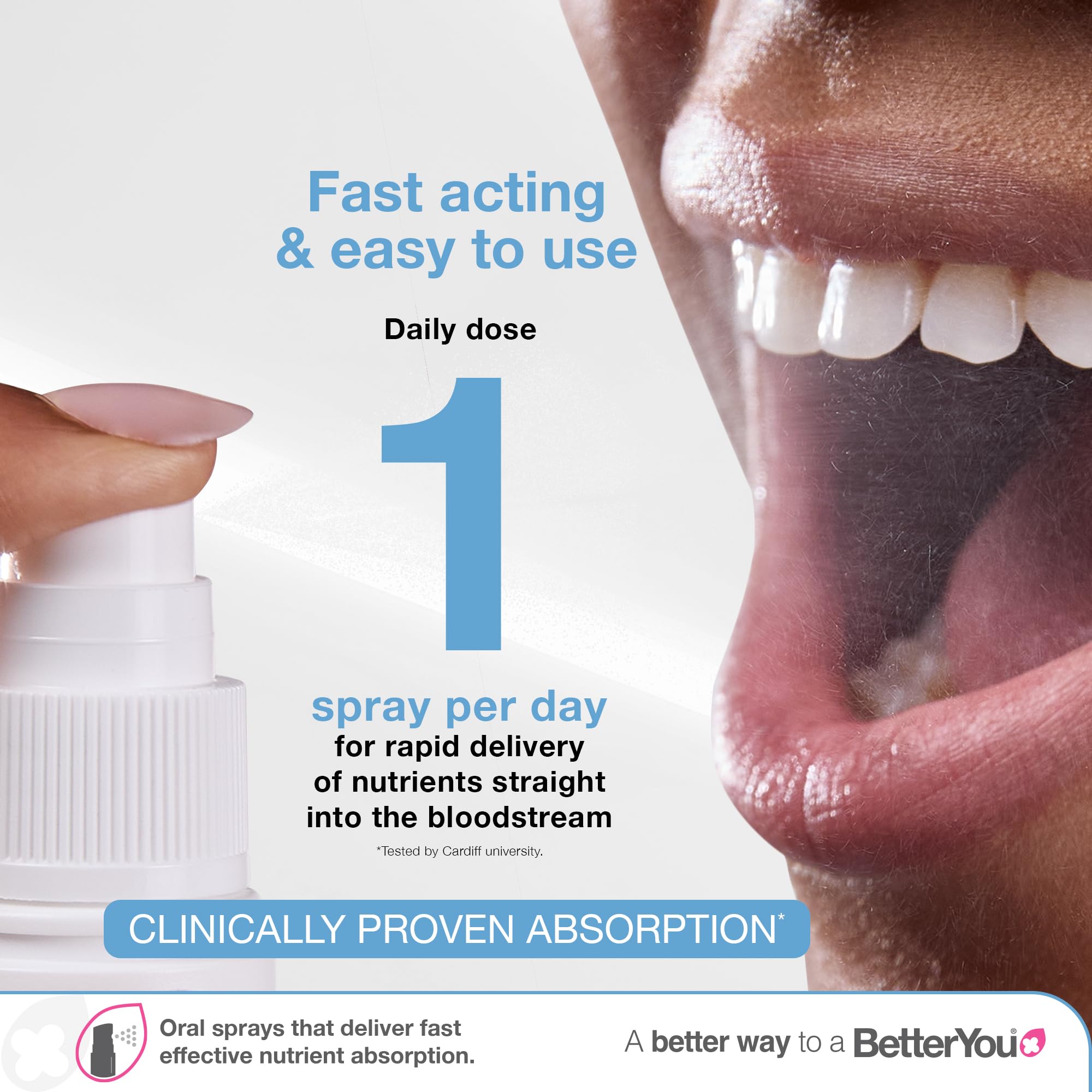 BetterYou Dlux 1000 Vitamin D Spray offers 100 daily doses in one bottle.