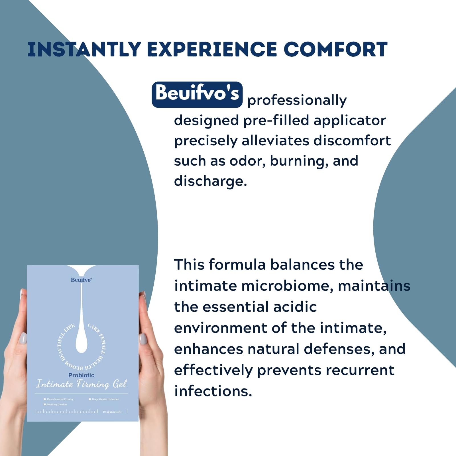 Beuifvo Probiotic Intimate Gel applicator usage for clean, controlled care.