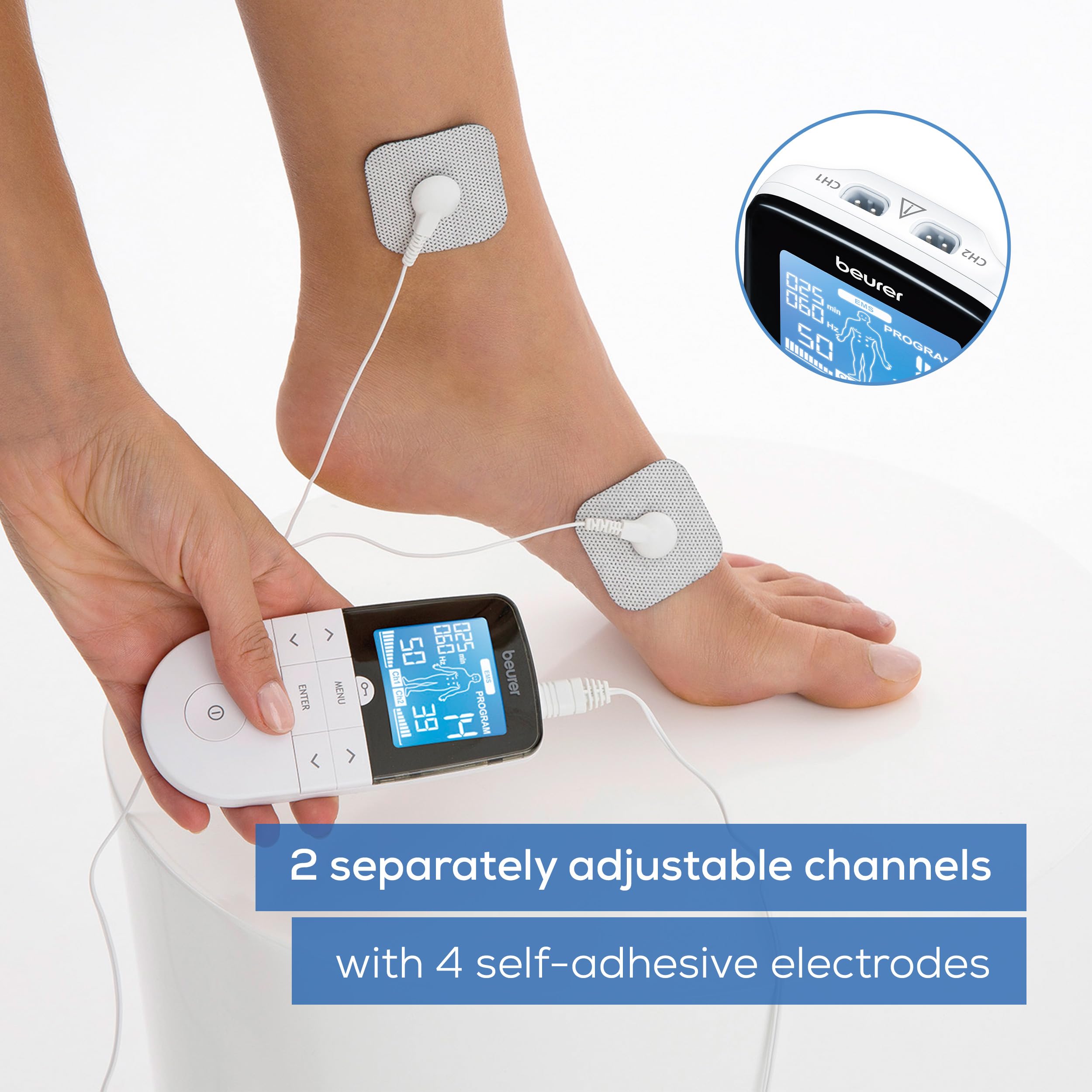 Beurer EM49 self-adhesive electrodes provide secure attachment during sessions