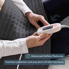 Beurer UHP26DRKGRY heating pad six temperature settings for customization.