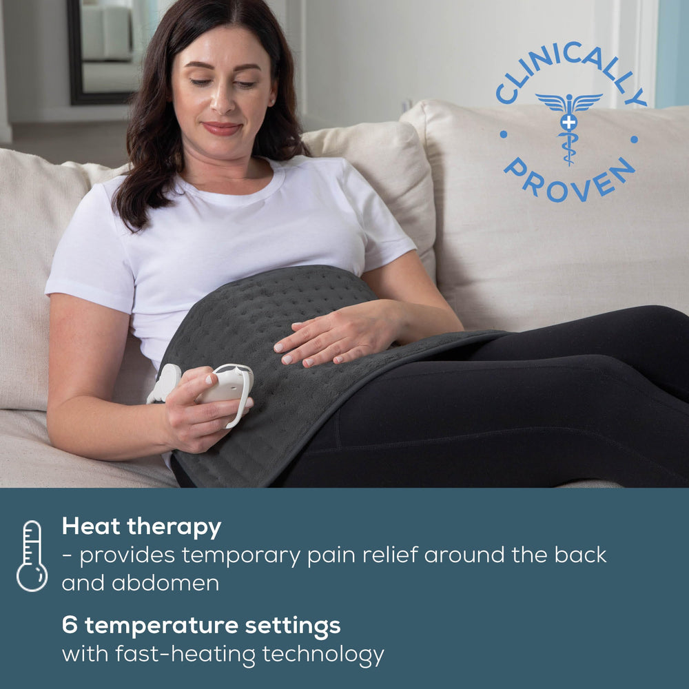 Beurer UHP26DRKGRY heating pad XL coverage over a large area.