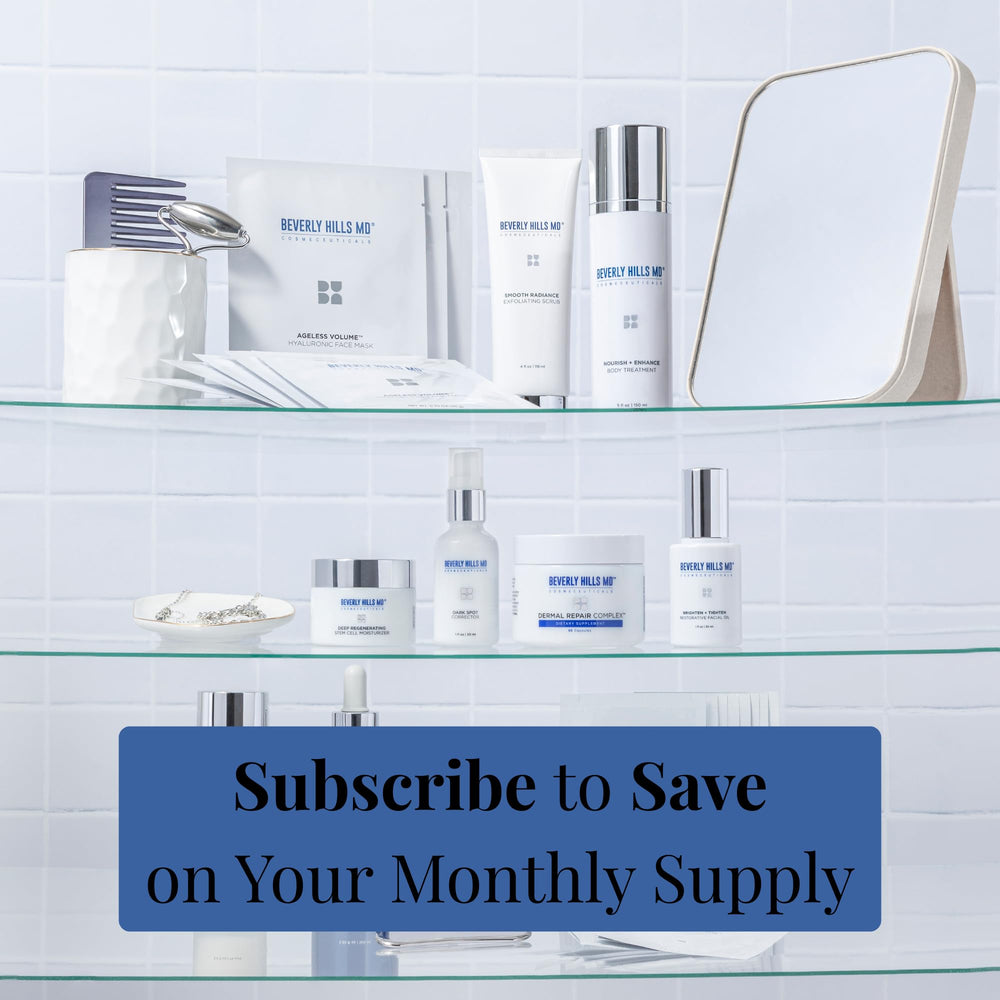 Beverly Hills MD Dermal Repair product arranged for a daily skin care routine