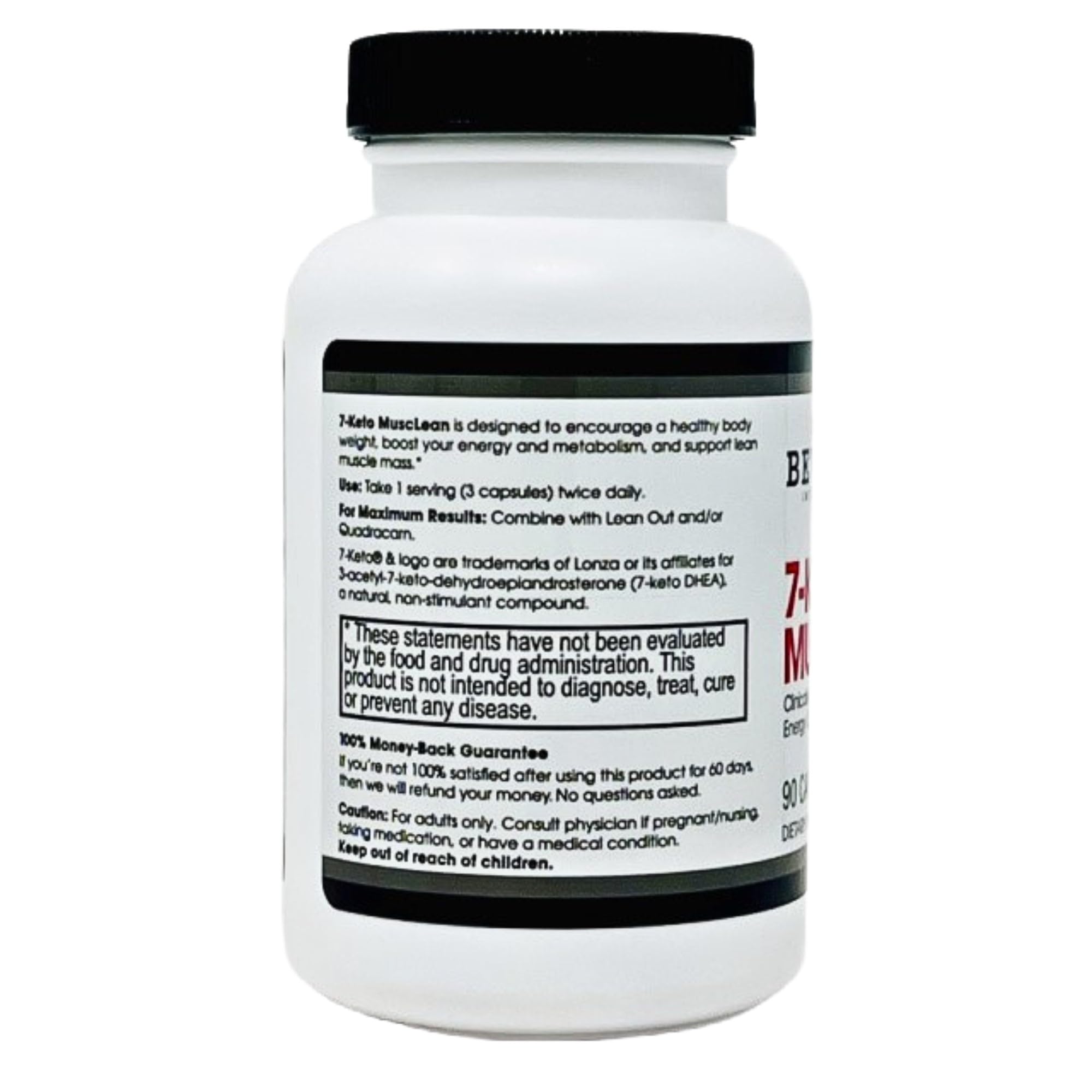 Beverly International 7-Keto Musclean bottle cap close-up for easy dosing.