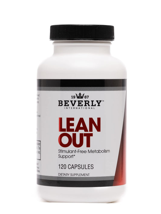 Beverly International Lean Out bottle front, stimulant-free fat-burning support