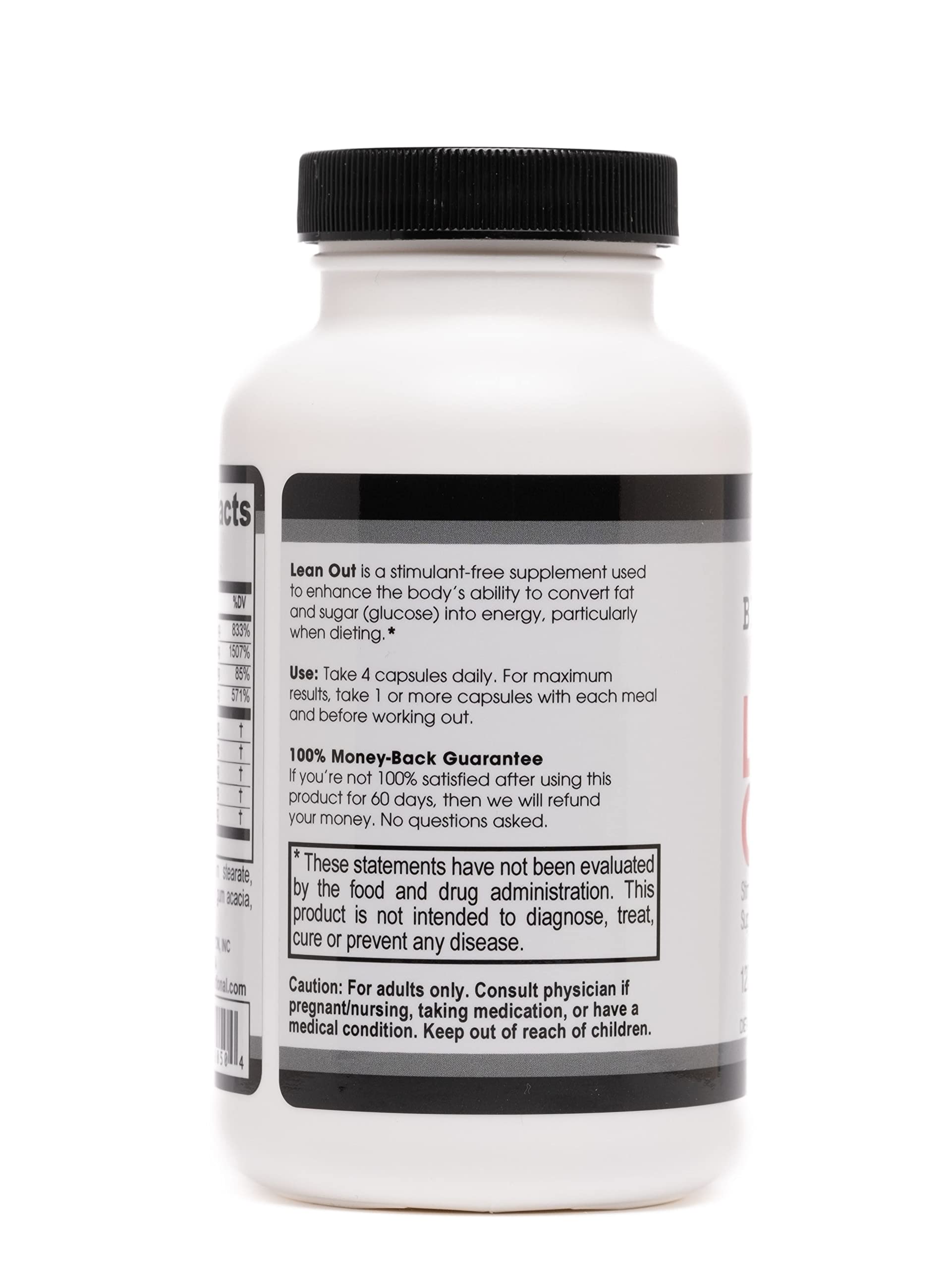 Lean Out label detail showing lipotropic blend for fat metabolism