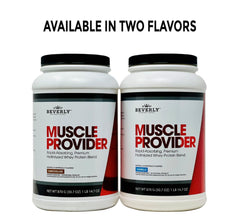 Be Beverly International Muscle Provider Vanilla label close-up emphasizes ingredient quality