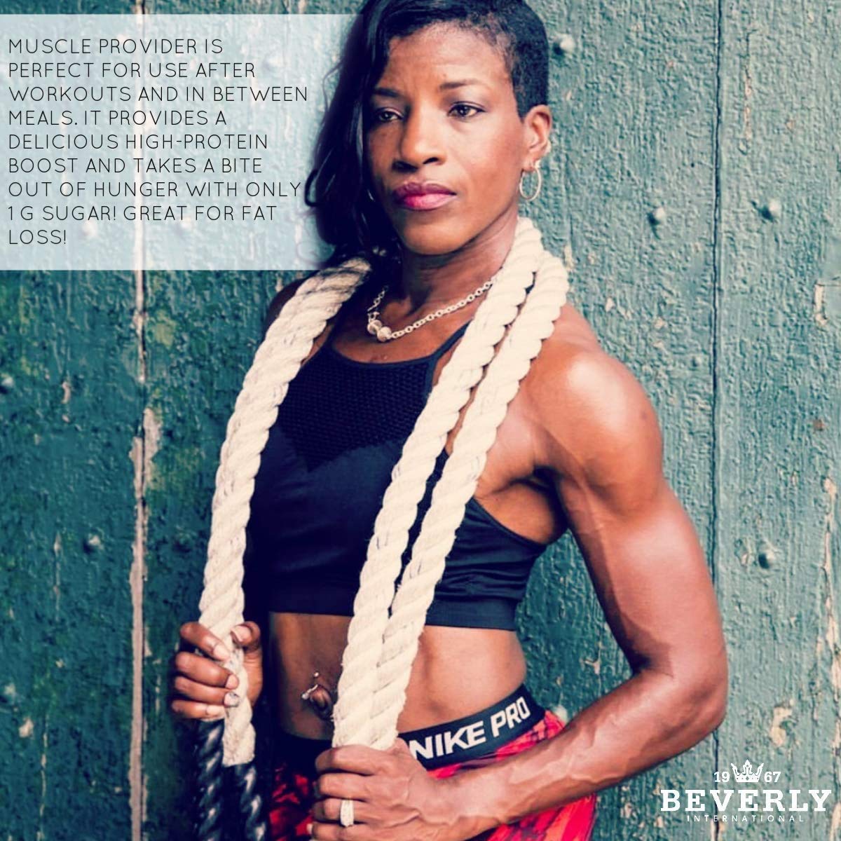 Be Beverly International Muscle Provider Vanilla scales illustrate precise protein dosing