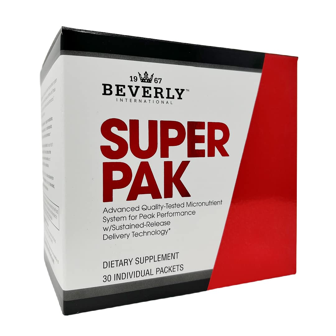 Beverly International Super Pak box front showing daily energy support for athletes.