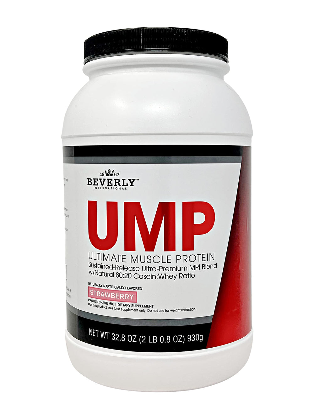 Beverly International UMP strawberry bottle; supports lean muscle development.