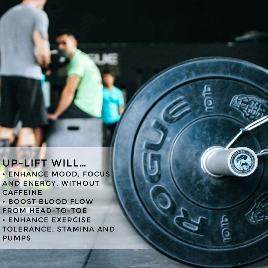 Beverly International Up-Lift ingredients list featuring L-Citrulline and L-Tyrosine for focus support.