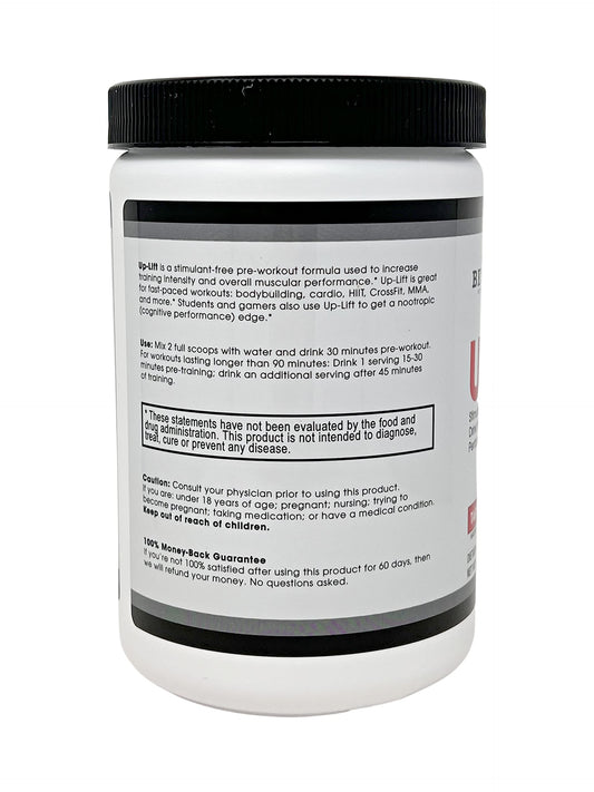 Beverly International Up-Lift powder scoop ready for pre- or intra-workout use.