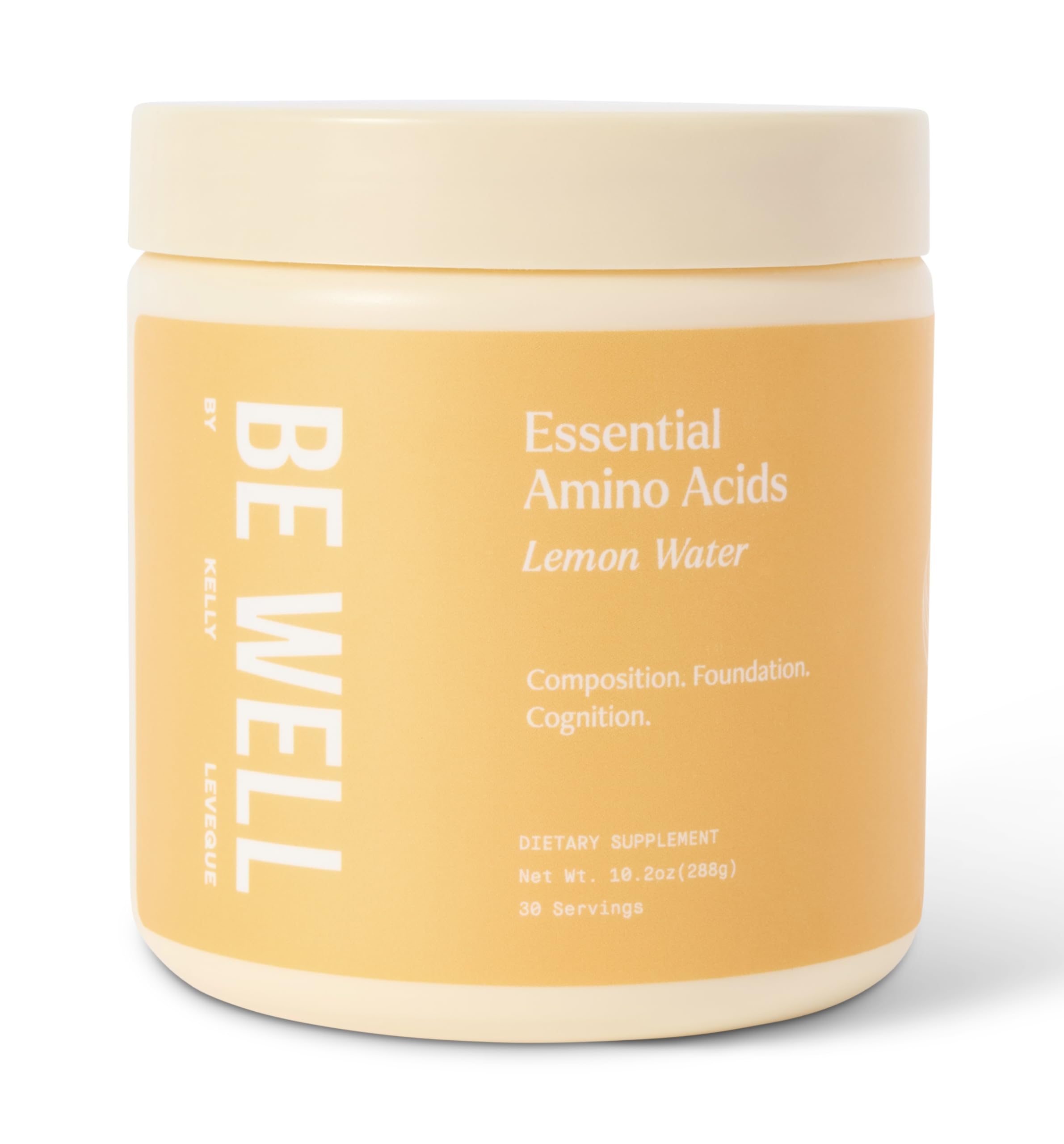 Be Well by Kelly Essential Amino Acids lemon powder bottle for vegan muscle support