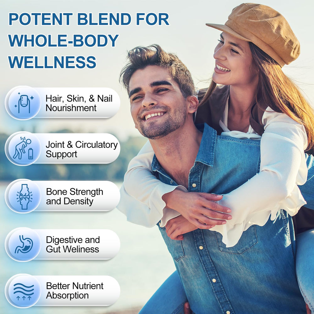 BEWORD Multi Collagen capsules closeup shows hydrolyzed peptides for fast absorption