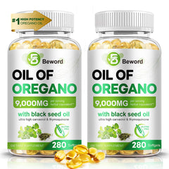 BEWORD Oil of Oregano with Black Seed Oil bottle front view supports daily immune health.