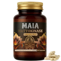 Bexelora Maia nattokinase bottle front with capsules signaling circulatory support