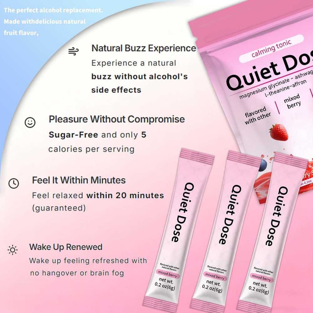 Close-up of Bexelora Quiet Dose ingredients bottle highlighting magnesium glycinate and adaptogens