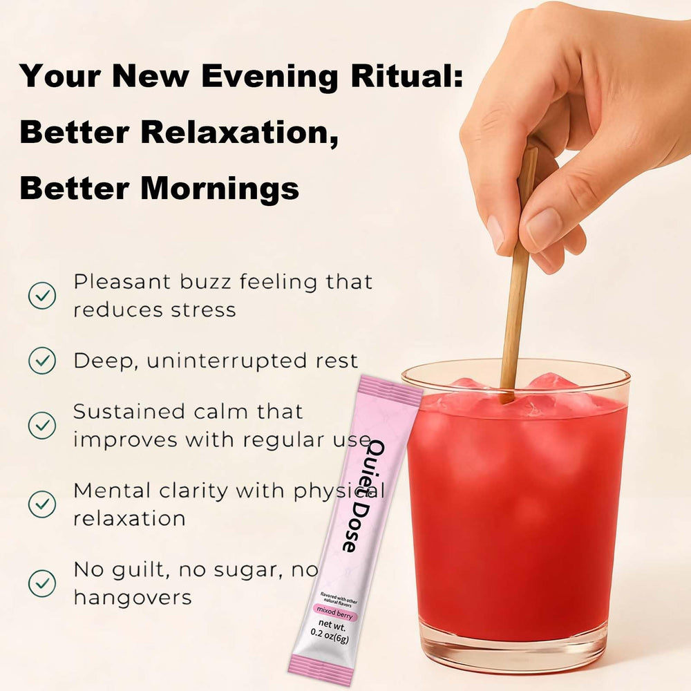 Quiet Dose setup for morning and evening routines promoting balanced mood