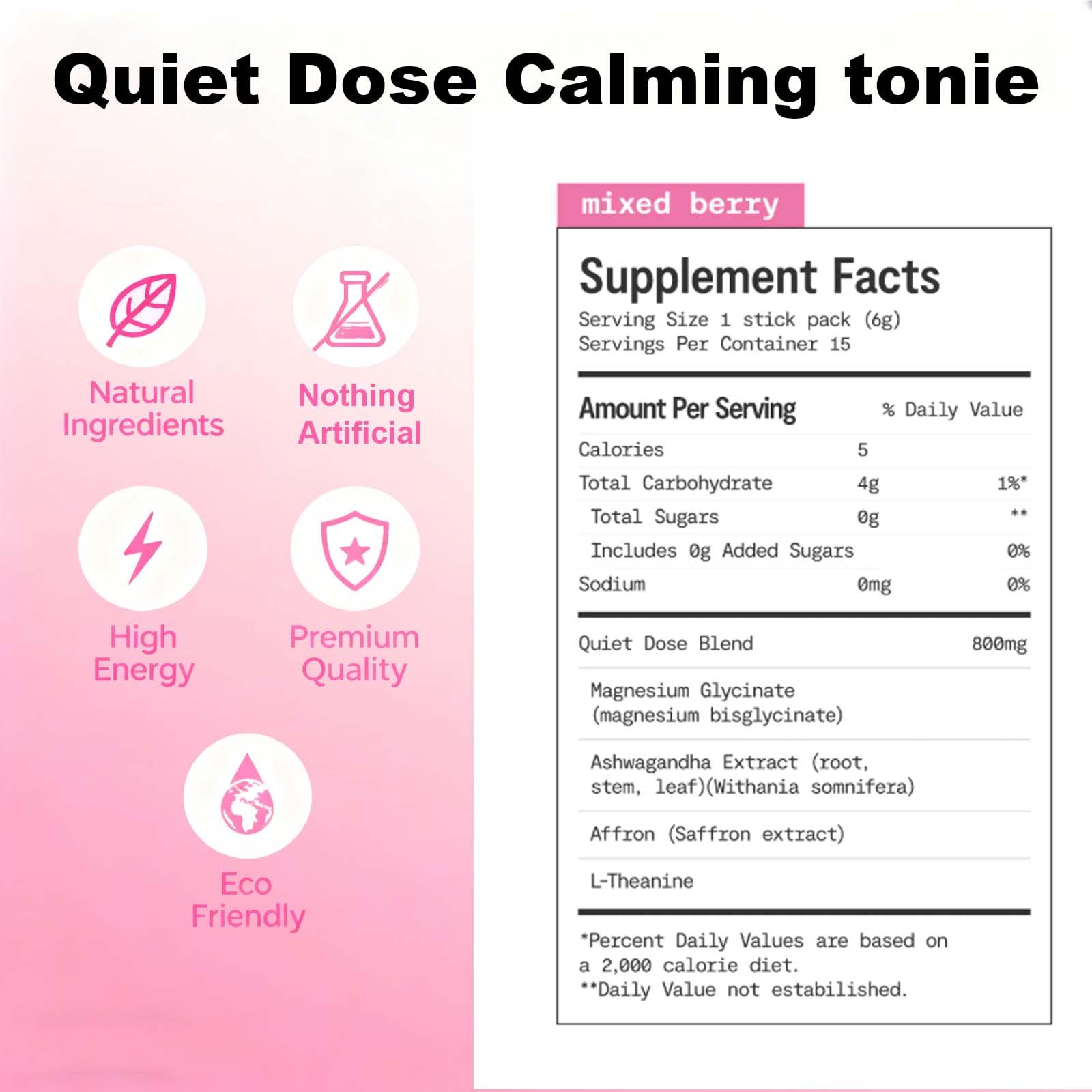 Bexelora Quiet Dose powder dissolving in water for a convenient calming drink