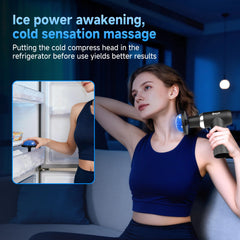 Beyn deep tissue massage gun with six heads for targeted muscle work.