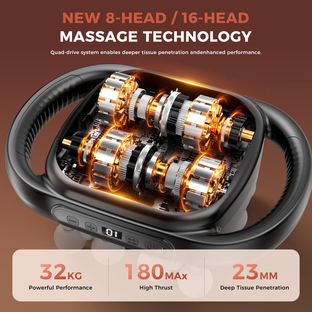 Beyn 16-Head Massage Gun portable design for on-the-go use