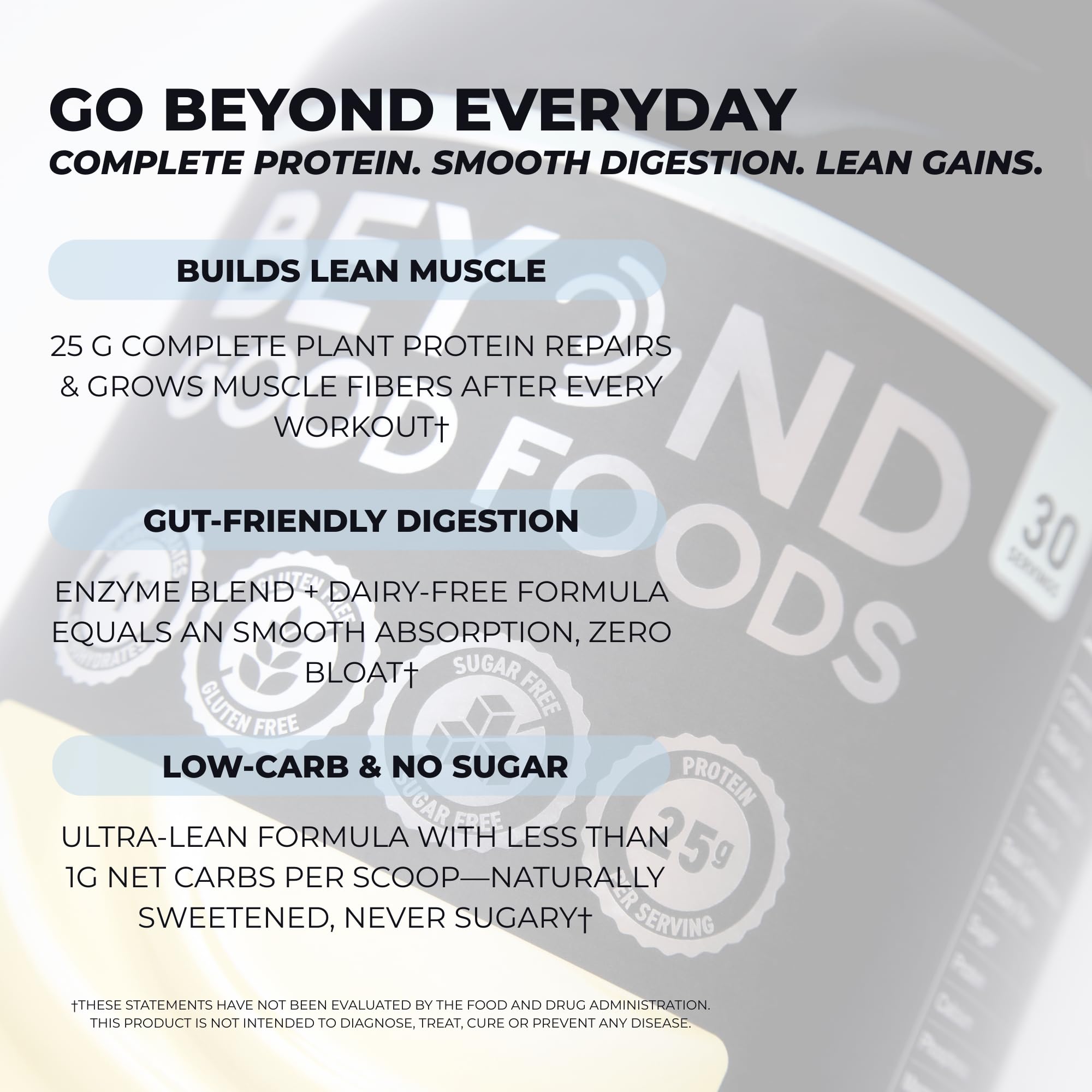 Beyond Good Foods vegan protein powder shake image, ideal for morning smoothies.
