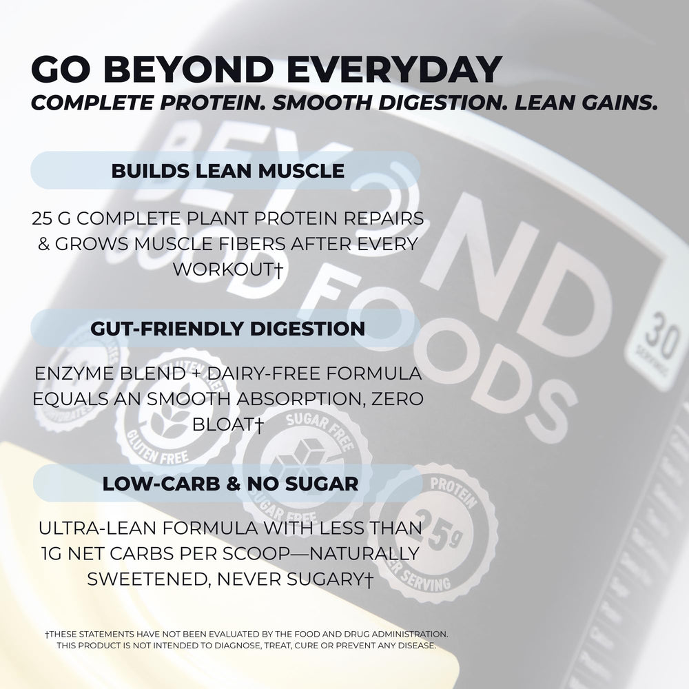 Beyond Good Foods vegan protein powder shake image, ideal for morning smoothies.