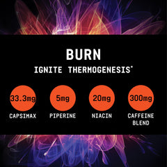 Beyond Raw Burn MF L-theanine and huperzine A closeup emphasizes focus aids