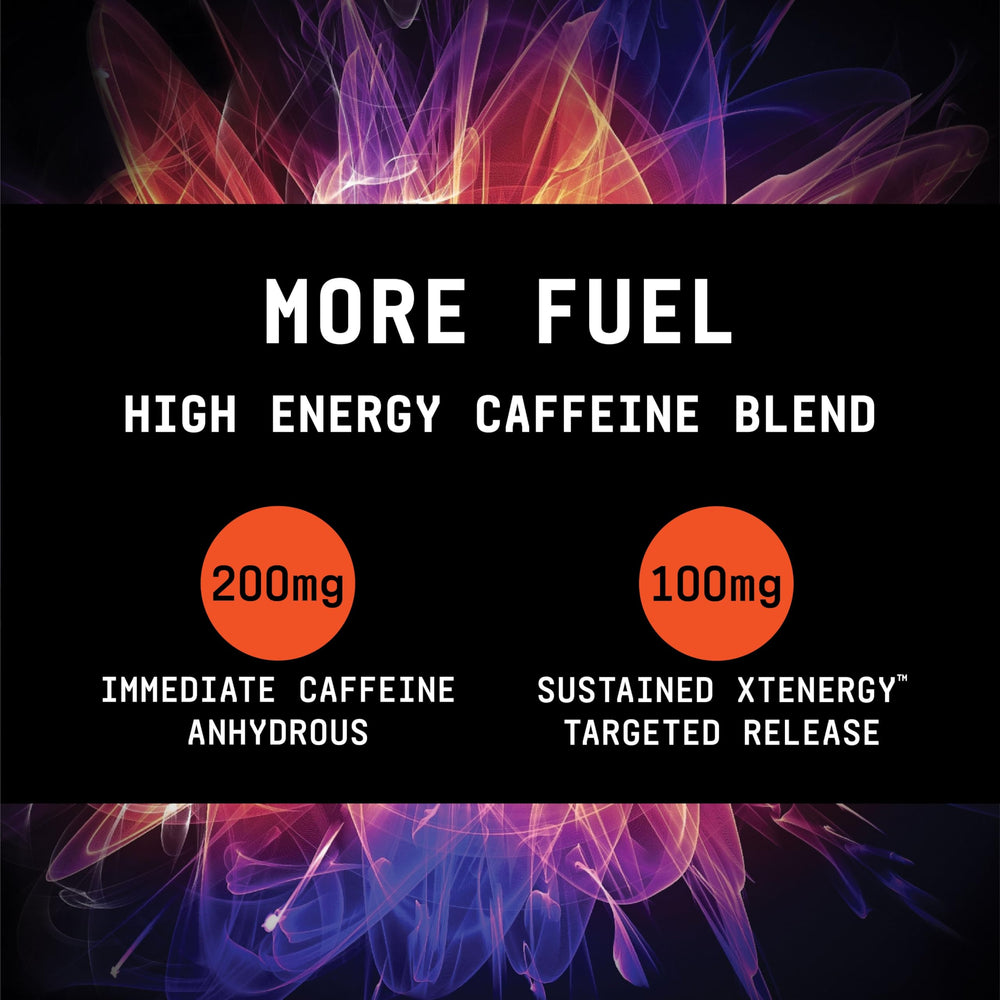 Beyond Raw Burn MF label closeup featuring Capsimax and caffeine ingredients for potential energy and focus.