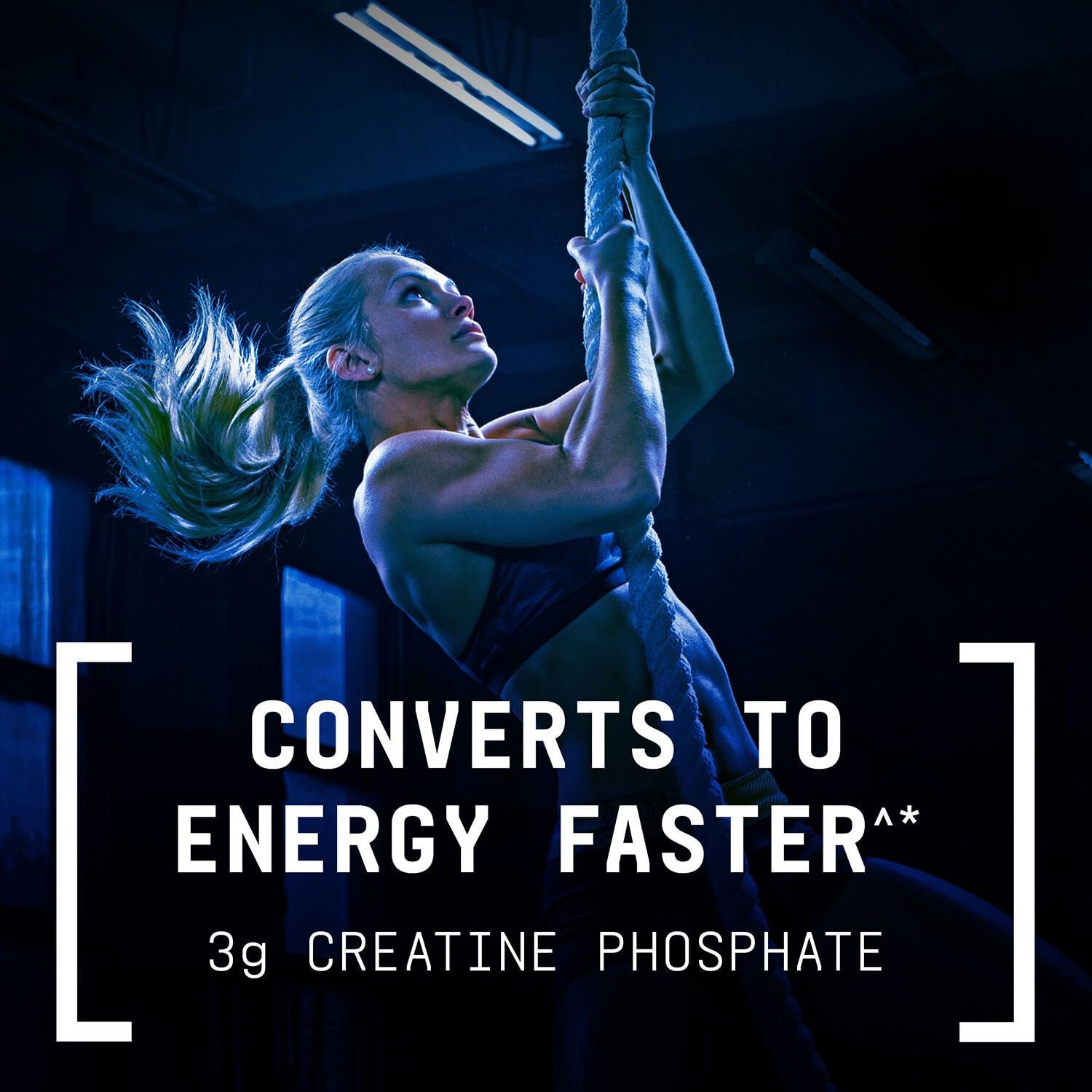 Beyond Raw Creatine Monophate blue raspberry powder fuels high-intensity effort.