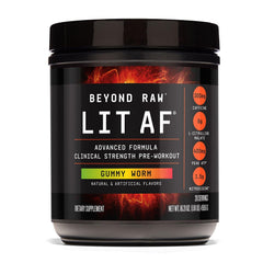 BEYOND RAW LIT AF energizing scoop boosts focus during workouts.