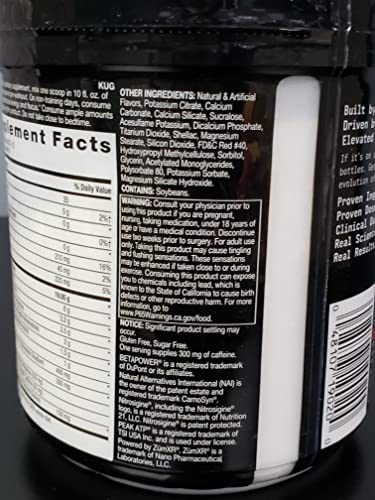 BEYOND RAW LIT AF ingredient panel showing caffeine and compounds.